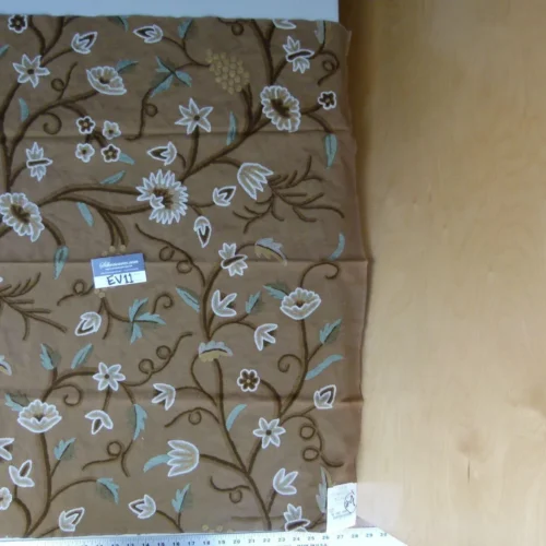 P1070606 34 Ev11 Scalamandre Showroom Sample 35"x28" Jantar Cocoa Brown Green Floral Crewel Embroidery Cotton Wool #4