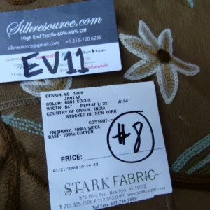 P1070615 38 Ev11 Scalamandre Showroom Sample 35"x28" Jantar Cocoa Brown Green Floral Crewel Embroidery Cotton Wool #8