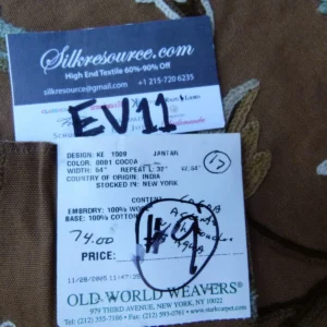 P1070617 39 Ev11 Scalamandre Showroom Sample 35"x28" Jantar Cocoa Brown Green Floral Crewel Embroidery Cotton Wool #9