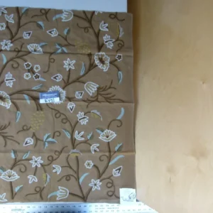 P1070622 42 Ev11 Scalamandre Showroom Sample 35"x28" Jantar Cocoa Brown Green Floral Crewel Embroidery Cotton Wool #12