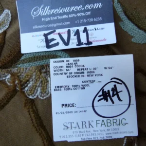 P1070627 44 Ev11 Scalamandre Showroom Sample 35"x28" Jantar Cocoa Brown Green Floral Crewel Embroidery Cotton Wool #14