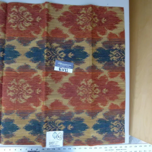 P1070671 60 Ev11 Scalamandre Showroom Sample Square Academy Ikat Persian Blue Tan Red Woven #2 Bag 2