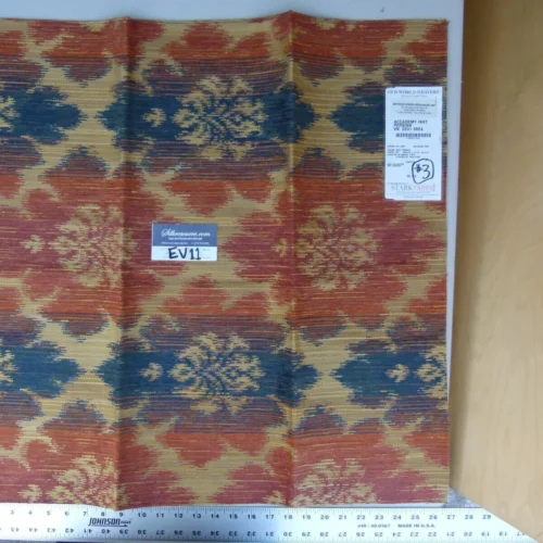 P1070673 61 Ev11 Scalamandre Showroom Sample Square Academy Ikat Persian Blue Tan Red Woven #3 Bag2