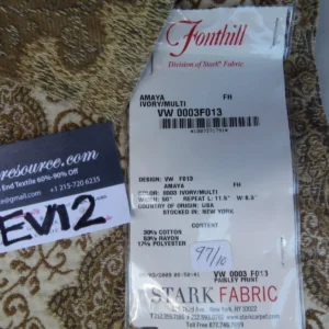 P1070689 2 Ev12 Scalamandre Showroom Sample Square Amaya Ivory Multi Brown Paisley Woven