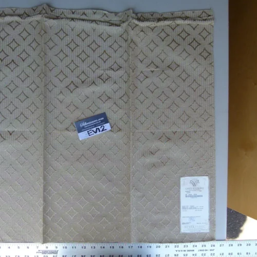 13 Ev12 Scalamandre Showroom Sample Square Gabriel Taupe Tan Cotton Silk Geometric Jacquard Solid