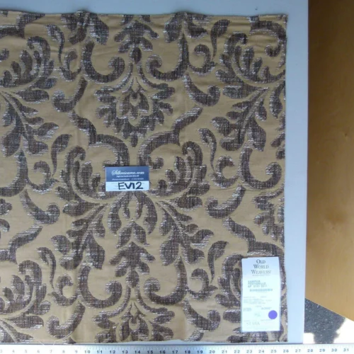 P1070767 15 Ev12 Scalamandre Showroom Sample Square Kampur Portobello Brown Tan Medallion Reversible