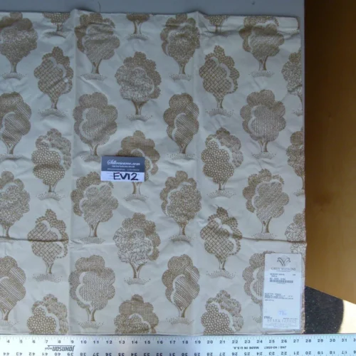 P1070773 16 Ev12 Scalamandre Showroom Sample Square Ashbury Grove Maple Tan Cream Topiary Brocade MSRP USD 152/Y