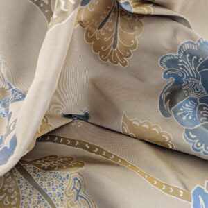 PXL_20250307_230309053 Vervain Fabricut 100% Silk Isidora Romantic Damask In Horizon Blue Gold MSRP USD 214/Y
