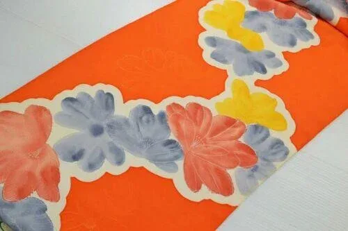 s-l500 (15) New Bolt 100%silk Kimono:orange Colourful Camellia@v56+ 9.5mx36cm (374" X14.1")