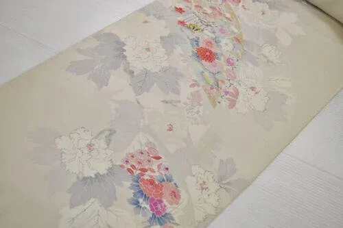 s-l500 (40) 12m X 36cm (13ydx 14.1") Silk Tsukesage Kimono Bolt:tree Peony/chrysanthemum@z53