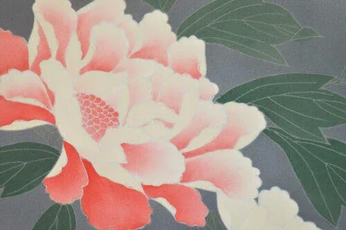 s-l500 (47) New Silk Tsukesage Bolt Handpainted Red Tree Peony @x25 Z69 12mx36cm (472x14.1" 13y