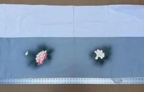 s-l500 (48) New Silk Tsukesage Bolt Handpainted Red Tree Peony @x25 Z69 12mx36cm (472x14.1" 13y