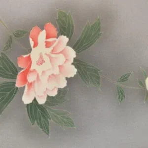 s-l500 (50) New Silk Tsukesage Bolt Handpainted Red Tree Peony @x25 Z69 12mx36cm (472x14.1" 13y