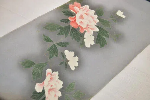 s-l500 (51) New Silk Tsukesage Bolt Handpainted Red Tree Peony @x25 Z69 12mx36cm (472x14.1" 13y