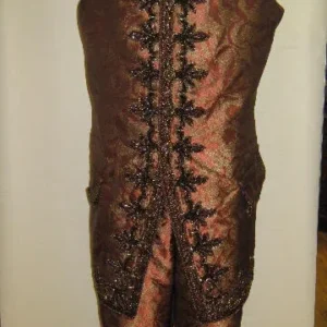 by yard 100% Silk Jacquard Palm Japanese Maple Leaf Foliage Magic "glacier" Blue Gold