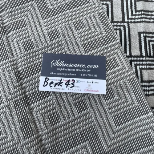 IMG_1438 1 Berkbox43 Scalamandre Squares 27x27" Grey Lattice Maze Woven