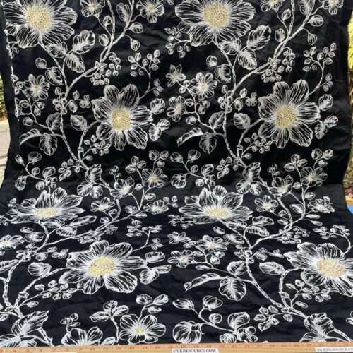 IMG_1481 BerkBox44-2 Scalamandre Floral Duchess Silk Black -2.4 Yards By 60 Inches Wide