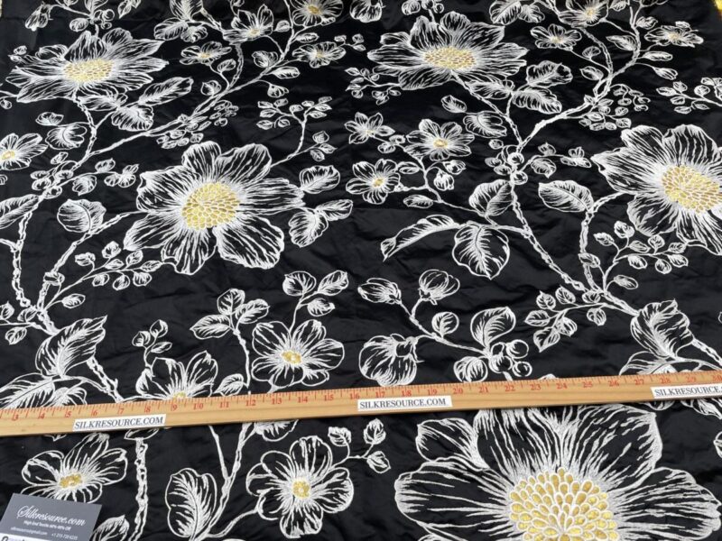 IMG_1482 BerkBox44-2 Scalamandre Floral Duchess Silk Black -2.4 Yards By 60 Inches Wide
