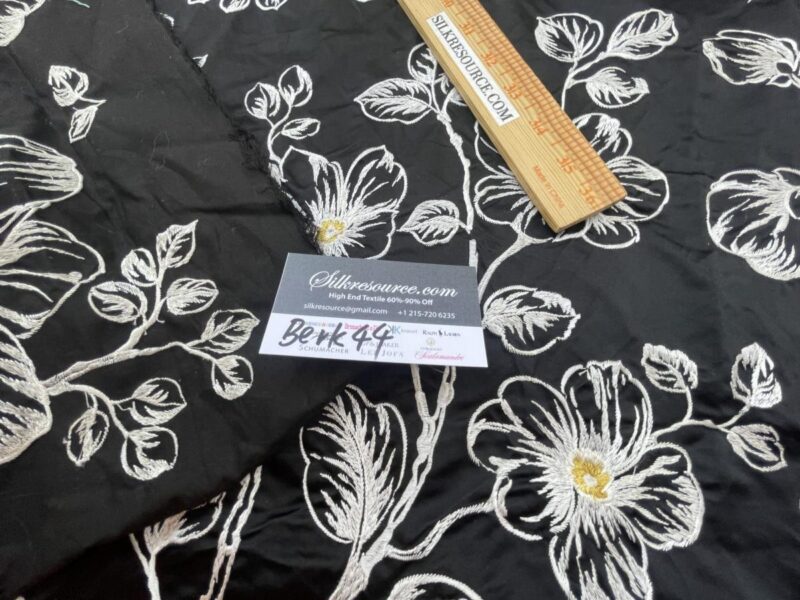 IMG_1484 BerkBox44-2 Scalamandre Floral Duchess Silk Black -2.4 Yards By 60 Inches Wide