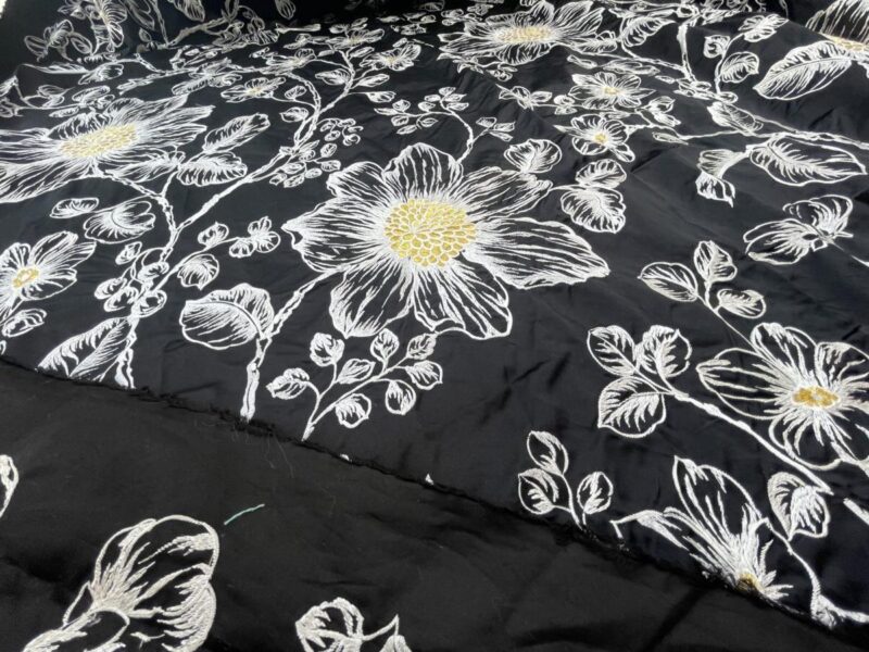 IMG_1486 BerkBox44-2 Scalamandre Floral Duchess Silk Black -2.4 Yards By 60 Inches Wide