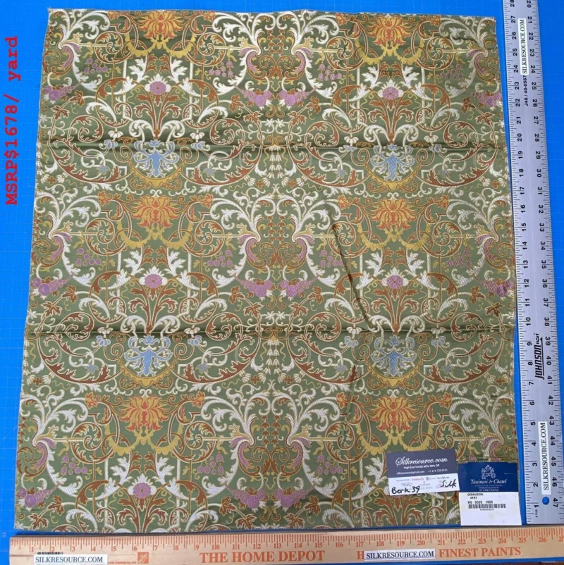 IMG_9357 Tassinari & Chatel Scalamandre Cernuschi Vert Green Silk Brocade MSRP USD 2128/Y