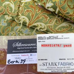 IMG_9359 Tassinari & Chatel Scalamandre Cernuschi Vert Green Silk Brocade MSRP USD 2128/Y