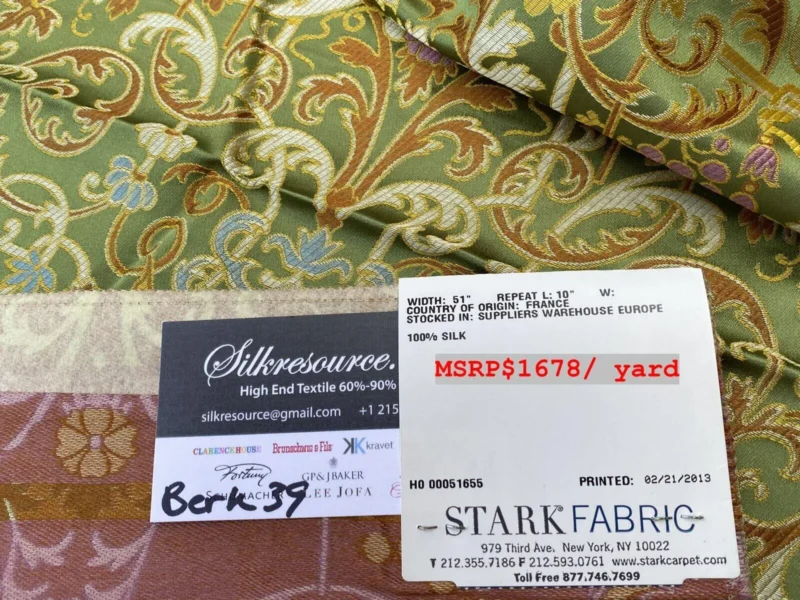 IMG_9359 Tassinari & Chatel Scalamandre Cernuschi Vert Green Silk Brocade MSRP USD 2128/Y