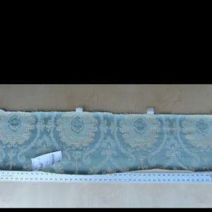 P1010676 0.25 Yd Scalamandre Libretto Light Teal Blue Medallion Lampas MSRP USD 256/Y