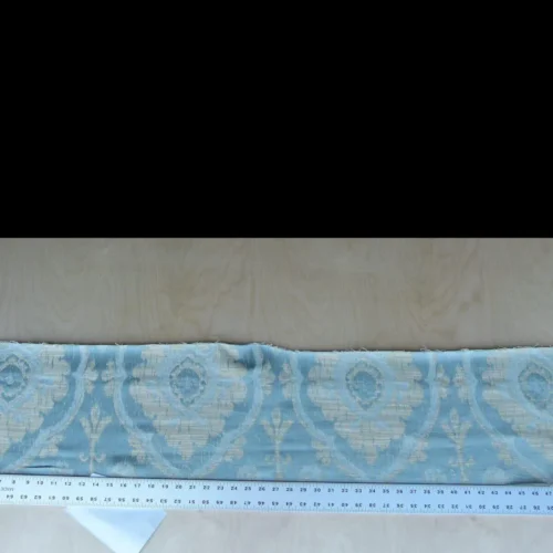 P1010678 0.25 Yd Scalamandre Libretto Light Teal Blue Medallion Lampas MSRP USD 256/Y
