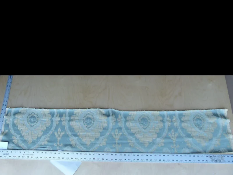 P1010678 0.25 Yd Scalamandre Libretto Light Teal Blue Medallion Lampas MSRP USD 256/Y