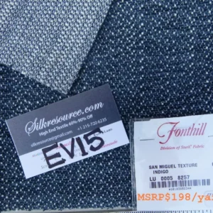 1 Ev15 Scalamandre Showroom Sample Square San Miguel Texture Indigo Blue Reversible MSRP USD 198/Y