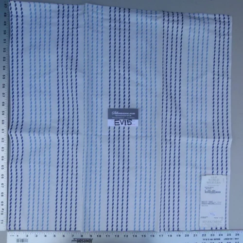 P1080550 2 Ev15 Scalamandre Showroom Sample Square Matira Beach Blue Bay On White Cotton Embroidery Stripe