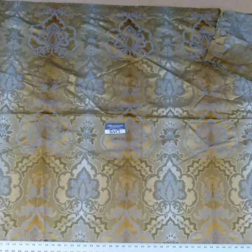 P1090011 14 Ev17 Scalamandre Sample Square Villa Farnese Blue Topaz Yellow White Blue 2.4yds Silk Damask MSRP USD 390/Y