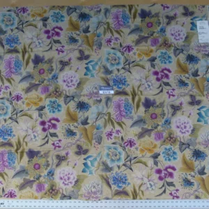 P1090076 10 Ev18 Scalamandre 1.2y Cottage Garden Purple Passion Exotic Flower Linen Blend Print