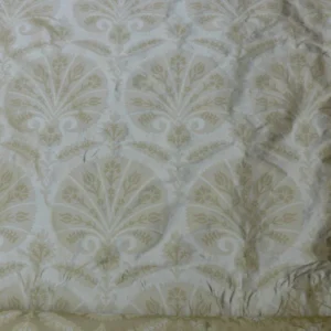 P1100243 100%silk Lampas Tulip Fan Damask 536 "flax" Off White Beige Gold Bty MSRP USD296/y!