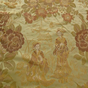 P1100910 100%silk Lampas Madame Butterfly "cinnamon" Golden Light Tan