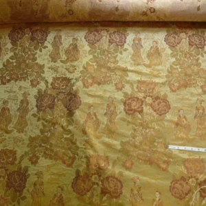 P1100911 100%silk Lampas Madame Butterfly "cinnamon" Golden Light Tan