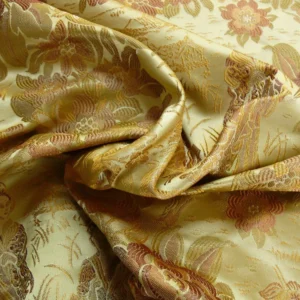 P1100912 100%silk Lampas Madame Butterfly "cinnamon" Golden Light Tan