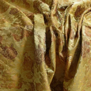 P1100913 100%silk Lampas Madame Butterfly "cinnamon" Golden Light Tan