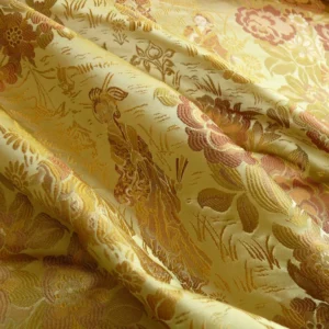 P1100918 100%silk Lampas Madame Butterfly "cinnamon" Golden Light Tan