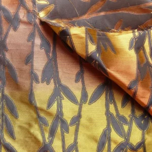P1130171 By Yard Heavy! 100%silk Lampas Pussy Willow Tree Branch Gold Brown
