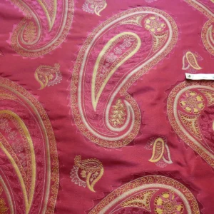 P1130237 BY Yard Stunning 100% Silk Lampas Jacquard Fire Flame Edged Paisley "lacquer" Gold Red