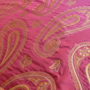 P1130242 BY Yard Stunning 100% Silk Lampas Jacquard Fire Flame Edged Paisley "lacquer" Gold Red