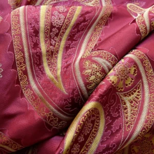 P1130243 BY Yard Stunning 100% Silk Lampas Jacquard Fire Flame Edged Paisley "lacquer" Gold Red