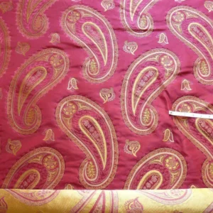 P1130245 BY Yard Stunning 100% Silk Lampas Jacquard Fire Flame Edged Paisley "lacquer" Gold Red