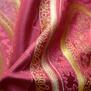 P1130246 BY Yard Stunning 100% Silk Lampas Jacquard Fire Flame Edged Paisley "lacquer" Gold Red