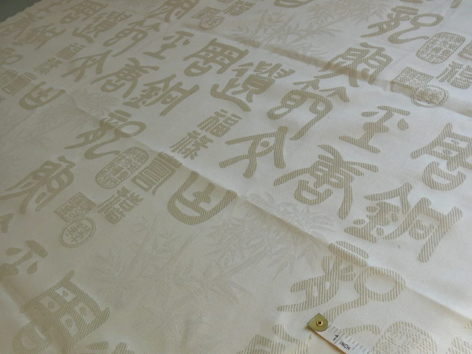 3 Yards Stroheim & Romann Chinese Character White Cream Butter Cotton/cotton Blend