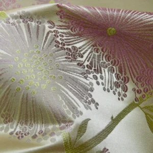 Stunner! 100% Silk Lampas Satin Mod Branch Tree" Cinder Rose" Pink Blue Lavender