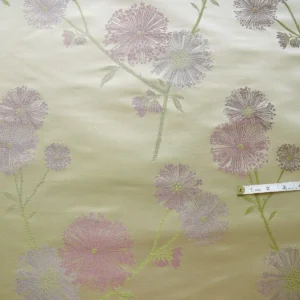 Stunner! 100% Silk Lampas Satin Mod Branch Tree" Cinder Rose" Pink Blue Lavender