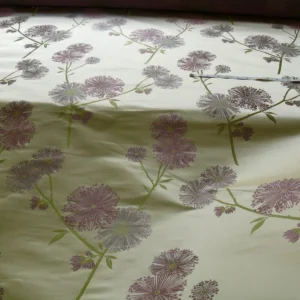 Stunner! 100% Silk Lampas Satin Mod Branch Tree" Cinder Rose" Pink Blue Lavender